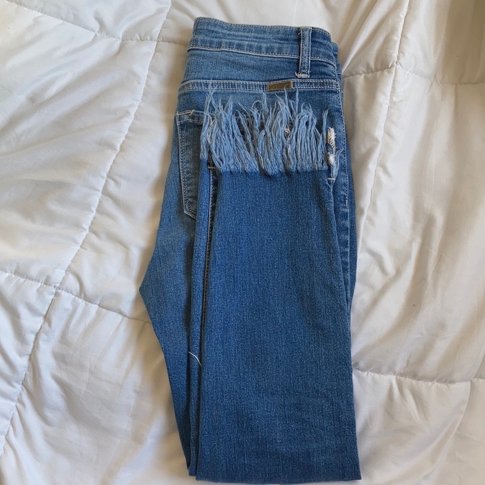 KanCan Distressed Fringe Skinny Jeans